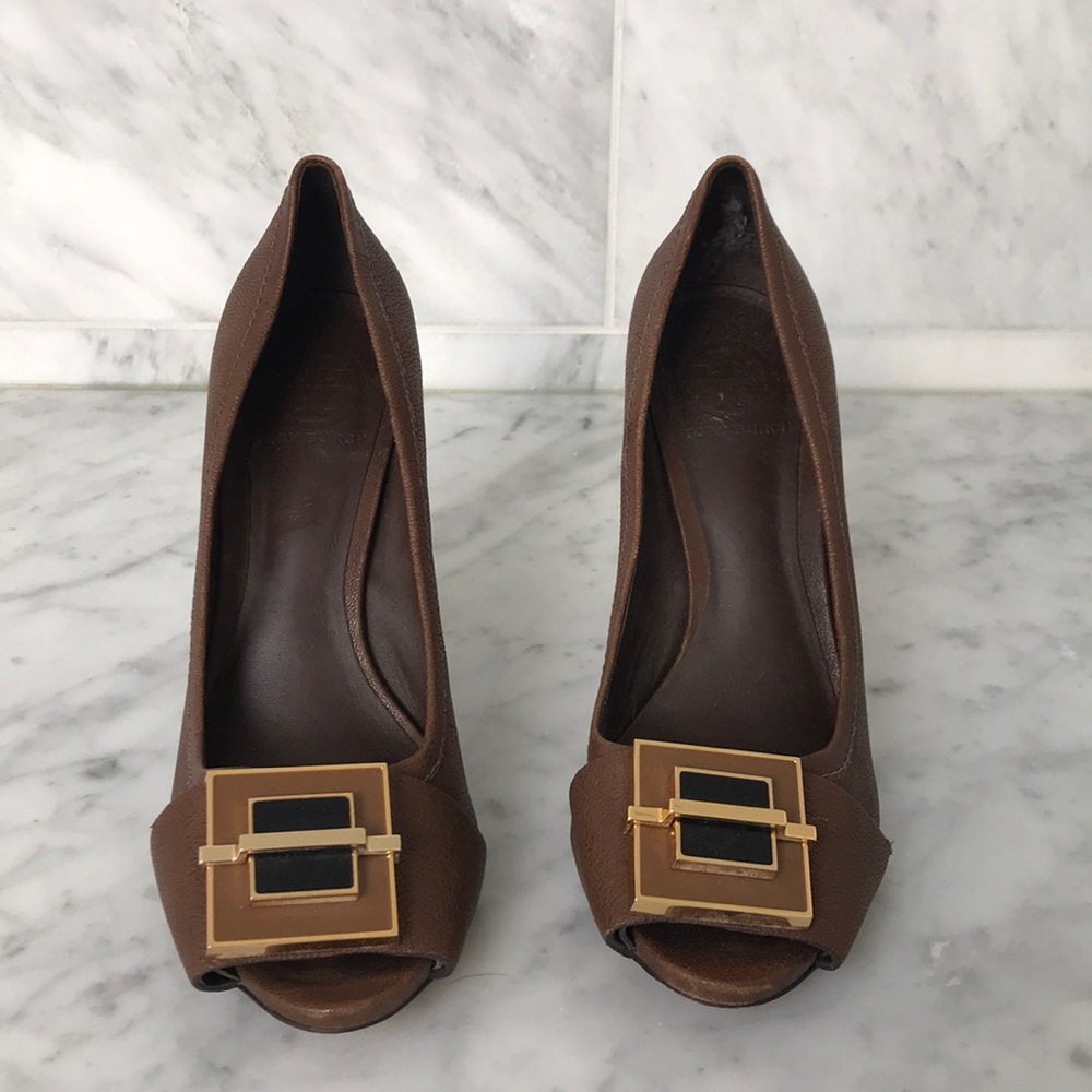 Tory Burch peep toe heel